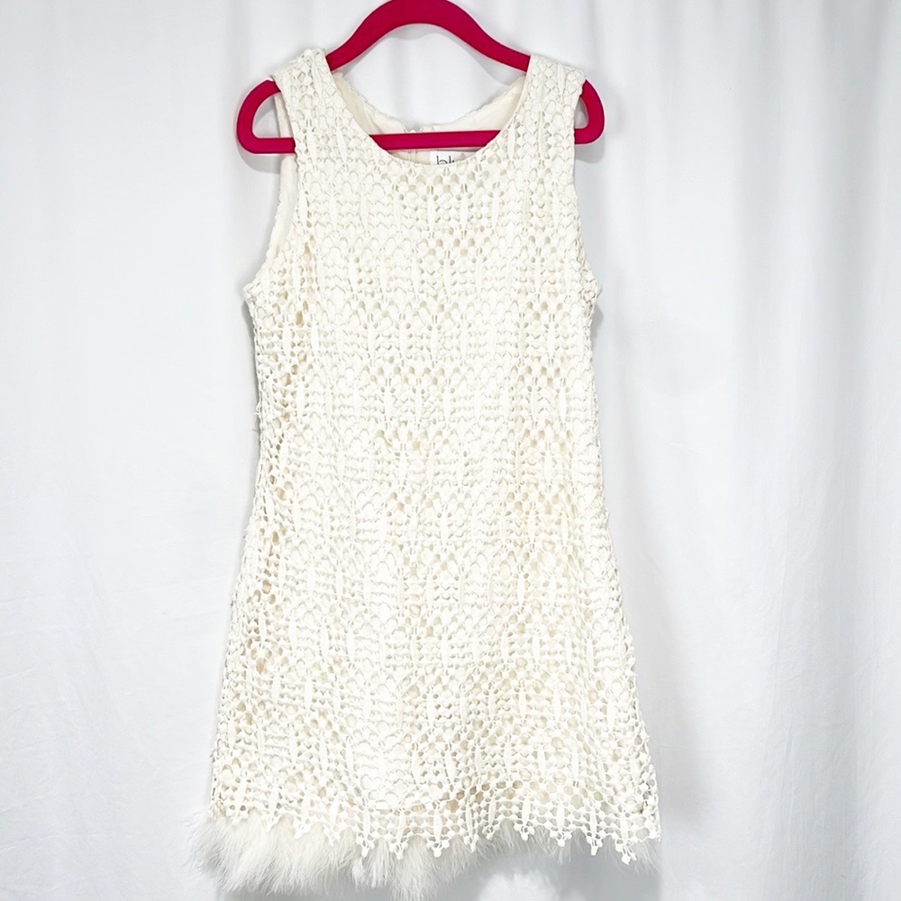 Blush US Angels Crochet Shift Dress with Feather Trim size 7